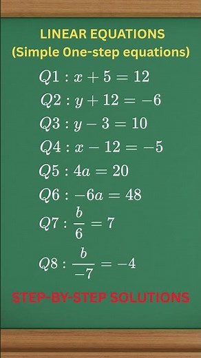 Algebra - Linear Equations - Level 1.