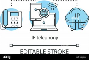IP telephony concept icon. Telephone communication idea thin line illustration. Internet video chat. Computer software. CRM system. Vector isolated ou Stock Vector Image & Art - Alamy