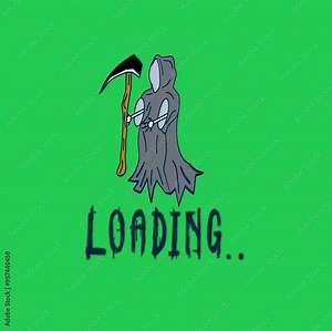 Grim reaper loading screen with green screen and theme of Helloween special