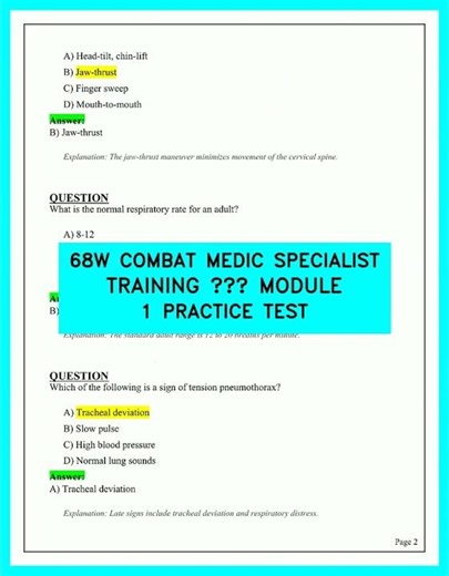 68W Combat Medic Training: Can You Pass the Module 1 Practice Test?