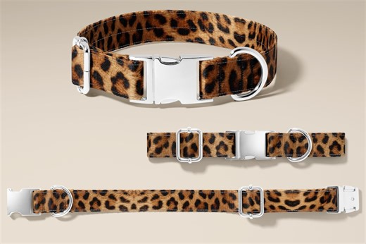 Realistic Leopard Dog Collar, Handmade, Adjustable, Stylish, Comfortable, Click Closure, Handcrafted for Small and Large Dogs - Etsy