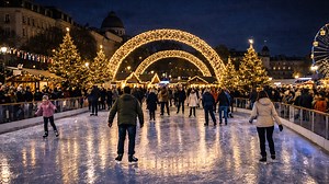 Skating under the Christmas lights in Europe