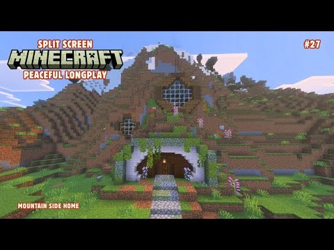 Minecraft Relaxing Longplay - Mountain Side Home (No commentary, split screen)