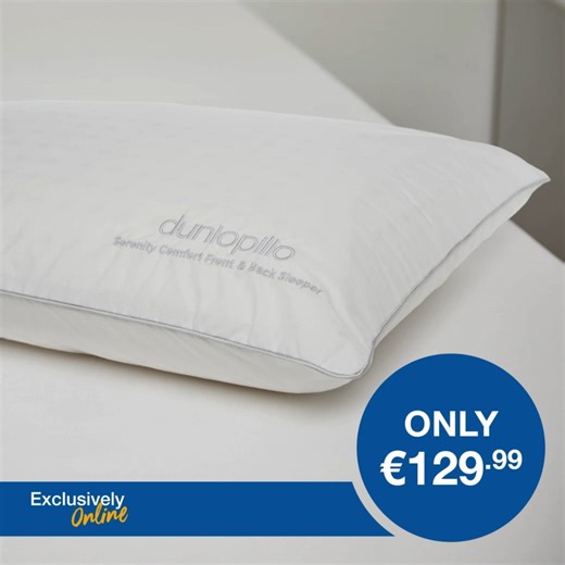 Dunlopillo Pillows - Exclusively Online! 🔥 Say hello to cloud-like support and goodbye to restless nights 🌙 Shop online only now: https://bit.ly/3TF8nCy 🧐 Products featured: Dunlopillo Serenity Pillow - Only €129.99 Dunlopillo Super Comfort Side Sleeper Pillow - Only €139.99 #Dunlopillo #SleepEssentials #PillowGoals #BetterSleepStartsHere #BedroomBliss #SleepSanctuary #RestWell #WakeRefreshed | homestore and more