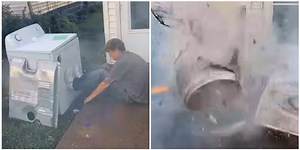 The "trick" that almost cost him his life, the man filled the washing machine with fireworks - it exploded and threw him several meters up