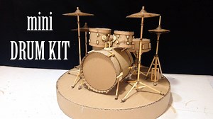 miniature DRUM KIT _ How to make mini drum kit at home from cardboard | MNda TV
