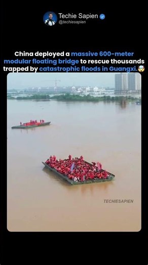 China's Incredible 600-Meter Floating Rescue Bridge 🌊🚛