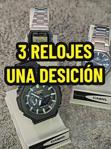 Tres relojes , tres estilos... cual de ellos es el favorito tuyo? casio a158w edifice s108d-2a gshock ga-2100rc #casio #edifice #gshock #cronostime #casiooriginal