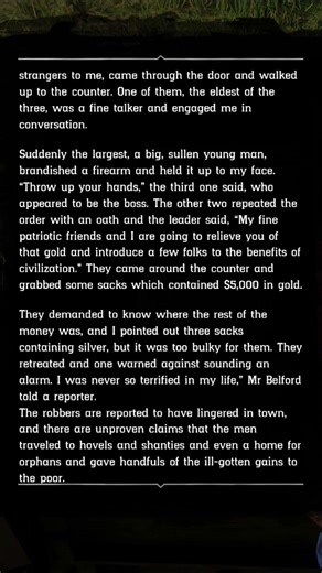 Arthur Morgan First Robbery Newspaper Scrap In Red Dead Redemption 2. #rdr2 #ytshorts #youtube #reel