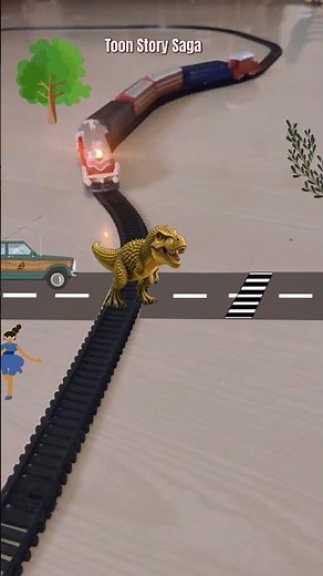 Dinosaur is on the railway track and the train is approaching fast | Dinosaur Video 🦖🦕