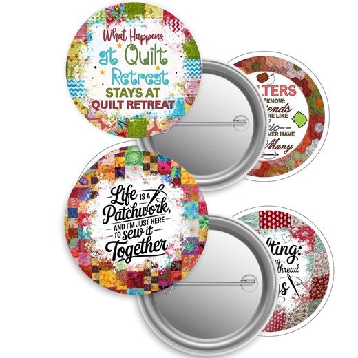 Quilt Lover, Quilt Retreat 3.5 Inch Button Pin Template: 12 Images (digital Download) - Etsy