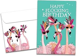 Tree-Free Greetings - Birthday Card - Artful Designs - 1 Card + Matching Envelope - Made in USA - 100% Recycled Paper - 5 x 7 - Flocking Birthday (GO61234)
