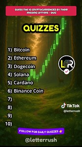 Guess these 10 cryptocurrencies just from their missing letters! Solve this missing letters challenge quiz! #quiz #quiztime #quizchallenge #brain #brainchallenge #puzzle #puzzlechallenge #missingletter