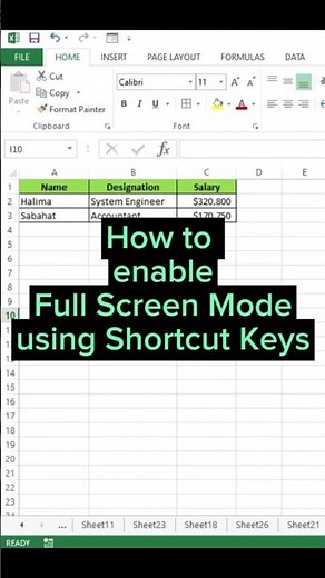 Become an Excel Pro: Unlock Full Screen Mode using Shortcut Keys #exceltips