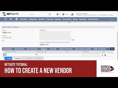 NetSuite Tutorial: How to Create a New Vendor