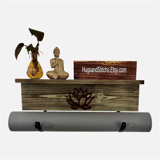 Lotus Yoga Mat Holder & Shelf - Etsy