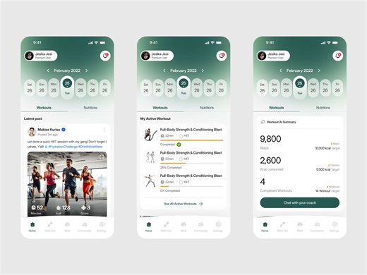 Fitness & Nutrition Tracking App | Workout & Health Dashboard UI