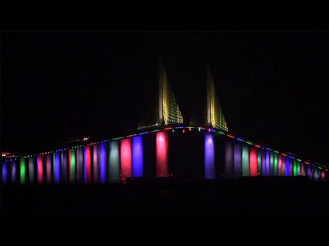 Sunshine Skyway Bridge lights up in rainbow colors for Pride Month
