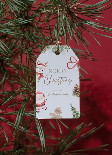 Christmas Gift Tag Template , Editable Holiday Label , Printable Xmas Favor Tag, Instant Download - Etsy UK