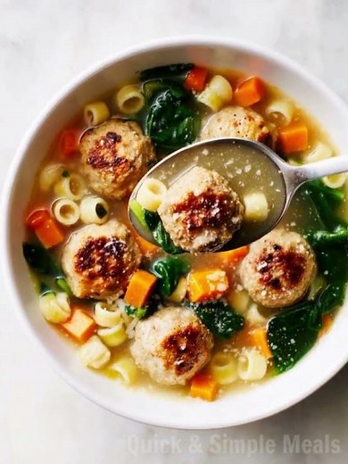 Italian Wedding Soup - Chicken meatballs - Homestyle Warmth