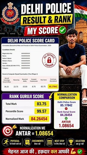 Delhi Police Score Card vs Rank Guruji Score | Normalization Difference | Physical Update