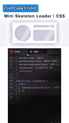 Mini Skeleton Loader | CSS | CraftCode STUDIO #coding #craftcodestudio #frontend #webdevelopnent #fy