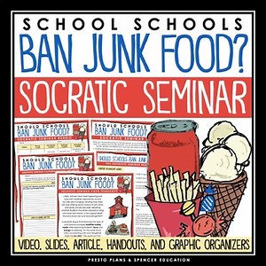 Socratic Seminar - Junk Food in School Discussion Slides, Organizers, & Handouts