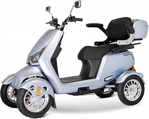 Mobility Scooter 4-Wheel Mobility Scooter with Adjustable Seat & Storage, Silver