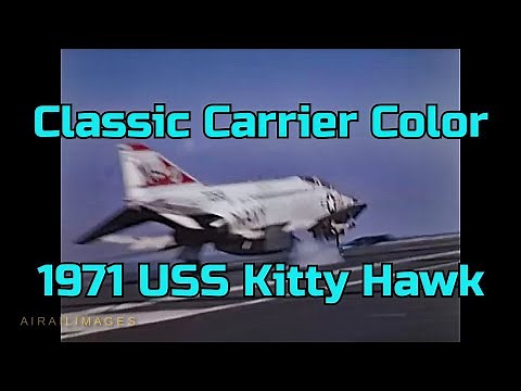 USS Kitty Hawk Action - Color 1971 - F-4 A-7 RA-5 A-3 launch recovery arming Vietnam Viet Nam