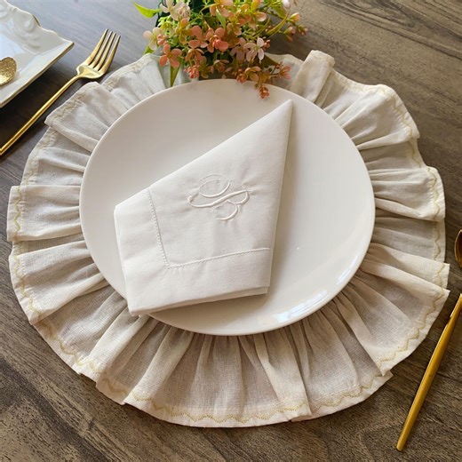 Monogram Embroidered Linen Napkins, Personalized Linen Napkin, Monogrammed Dinner Napkins, Embroidery Linen Dinner Napkin, Custom Napkin - Etsy UK