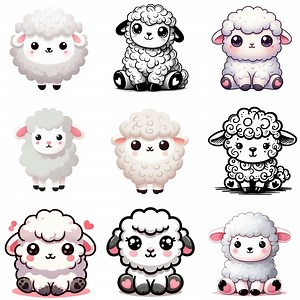Adorable Sheep Clipart Bundle | Cute Kawaii Sheep Illustrations for Kids Crafts, DIY Stickers, Nursery Art Decor, Digital Download - Etsy Australia