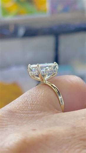 Emerald Cut Diamond Engagement Ring, Certified Lab Grown Diamond Ring 14K Yellow Gold 4 Carat Diamond - Etsy