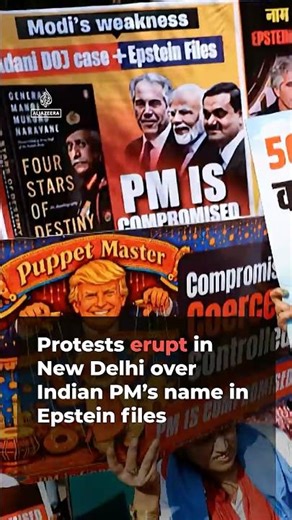 Protests erupt in New Delhi over Indian PM’s name in Epstein files | #ajshorts