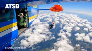 Skydiver’s reserve parachute deploys and wraps around the tail of a plane suspending him 15k feet above ground
