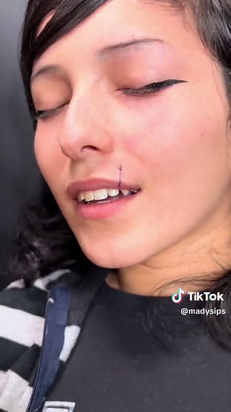 Monroe and Lower Lip Labret Piercing Process at Borrowed Time Tattoo