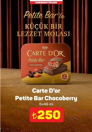 Carte D’or Petite Bar Chocoberry 28 Nisan’dan itibaren A101’lerde ve A101 Kapıda uygulamamızda! Ürün stokları satış noktasına göre farklılık gösterebilir. Mağaza stoklarında bulunmayan ürünleri size yakın diğer mağazalardan veya A101 Kapıda uygulamasından satın alabilirsiniz.