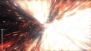 Abstract hyperspace tunnel through space time vortex. 4K 3D Loop Sci-Fi interstellar travel through wormhole in hyperspace. Abstract teleportation velocity jump in cyberspace with supernova light. Stock Video