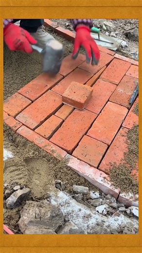 Small road construction from red brick #diyprojects #bricks #bricklaying