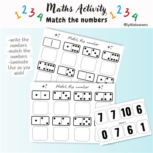 Domino Number Match Worksheet | Printable Maths Activity (digital Download) - Etsy Canada
