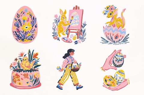 Pastoral Spring Easter Clipart Bundle, 245 PNG Watercolor Elements, Frames, Patterns & Papers Commercial Use - Etsy