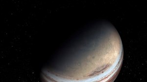 • NASA’s Juno Mission Provides Infrared Tour of Jupiter’s North Pole 7.8.2020 VIDEO: In this animation the viewer is taken low over Jupiter’s north pole to illustrate the 3-D aspects of the region’s central cyclone and the eight cyclones that encircle it. • In 2018 scientists working on NASA’s Juno mission to Jupiter shared a 3-D infrared movie depicting densely packed cyclones and anticyclones that permeate the planet’s polar regions, and the first detailed view of a dynamo, or engine, powering