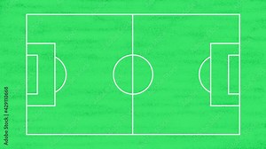 Soccer or Football Field Size and Standard Animation on Grass and Green Screen