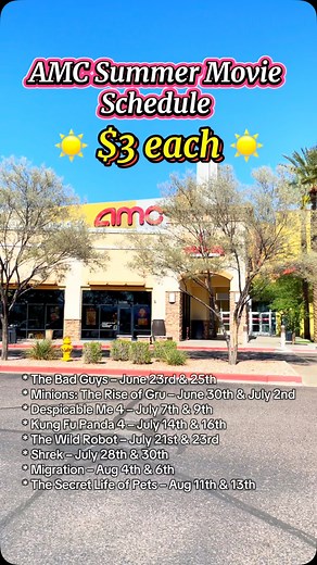 🎬☀️ $3 Summer Movies at AMC?! Yes, please! Starting June 23, enjoy family-friendly movies for just $3 every Monday & Wednesday through August 13! 🍿👧👦 Perfect for the kiddos AND those hot summer days when you need a break from the heat! 🥵❄️ ✨ Save this video so you don’t forget, and send it to a mom friend who needs this! 💬👇 @AMC Theatres #summerfun #summerwithkids #momlife #familyfun #amctheaters #thingstodowithkids #savemoney #deals #couponmom #momsoftikok #moneysavingtips #couponcommuni