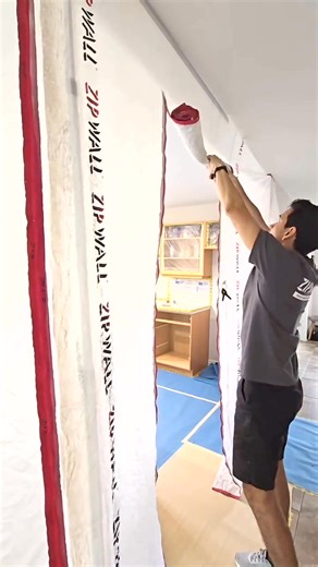 “My @zipwall_llc barrier sheets are essential for maximum home protection." 👏 Pro painter The Painter uses the ZipWall® ZipSheet™ Reusable Barrier with a built-in door to section off an open kitchen refinishing project — keeping dust and overspray contained while the rest of the home stays spotless. Find your ZipWall® solution at www.zipwall.com/product/zipsheet-reusable-barrier | ZipWall