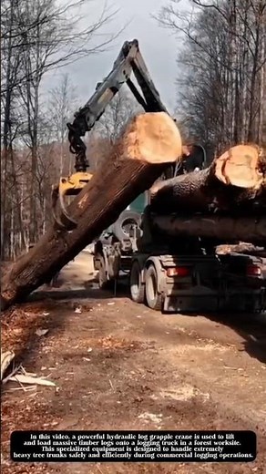 How a Hydraulic Log Grapple Crane Loads Massive Timber Onto Logging Trucks! #shorts