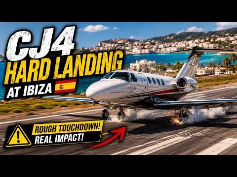 Cessna Citation CJ4 Hard Landing at Ibiza 🇪🇸 | MSFS