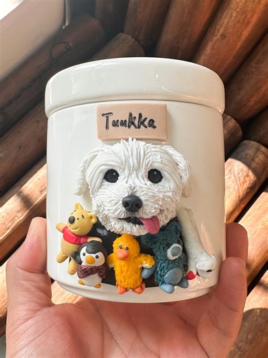 Personalized Dog Memorial Urn – Handmade Ceramic Pet Ashes Keepsake With Custom Portrait & Name - Etsy
