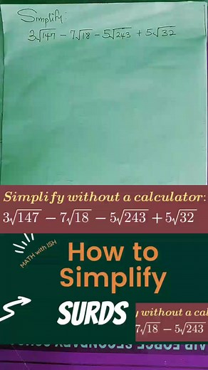 3 comments | How to simplify Surds #surds #mathtutor #mathsolving #mathsolution #matheducation #mathtricks | MATH with ISH | Facebook