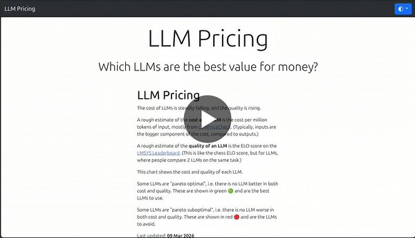 I added a narrative story to my LLM Pricing chart. That makes it easier for me 𝘢𝘯𝘥 others to tell the story of AI s evolution in the last three years. It was vibe-coded over two iterations. In… | Anand S