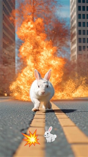Explosion Behind… Rabbit Runs for Life... #ExplosionScene#ViralShorts#BunnyMoments